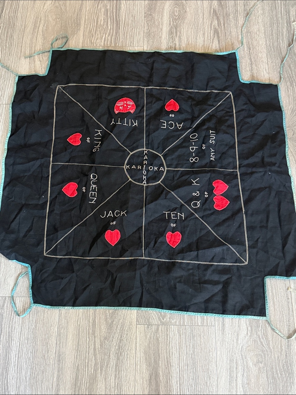Vintage Handmade Embroidered Card Table Cover Mat